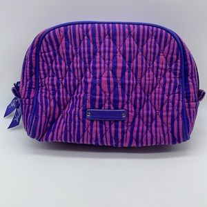 Vera Bradley Purple Striped Cosmetic Bag Lined Makeup Bag Toiletries EUC